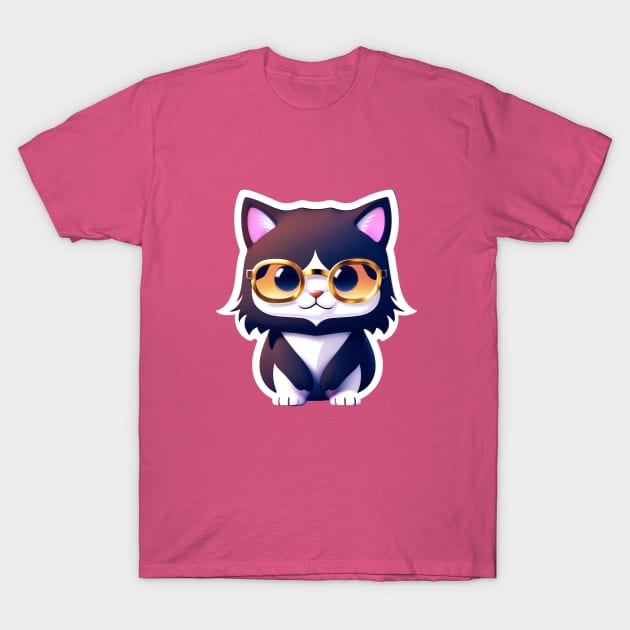 kitten with glasses T-Shirt by Cat Lover Store